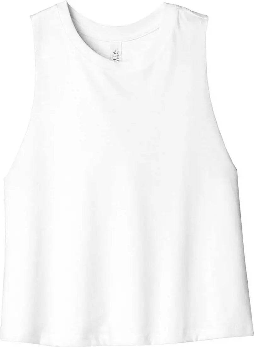 Bella + Canvas 6682 Women’s Racerback Cropped Tank - Solid White Blend