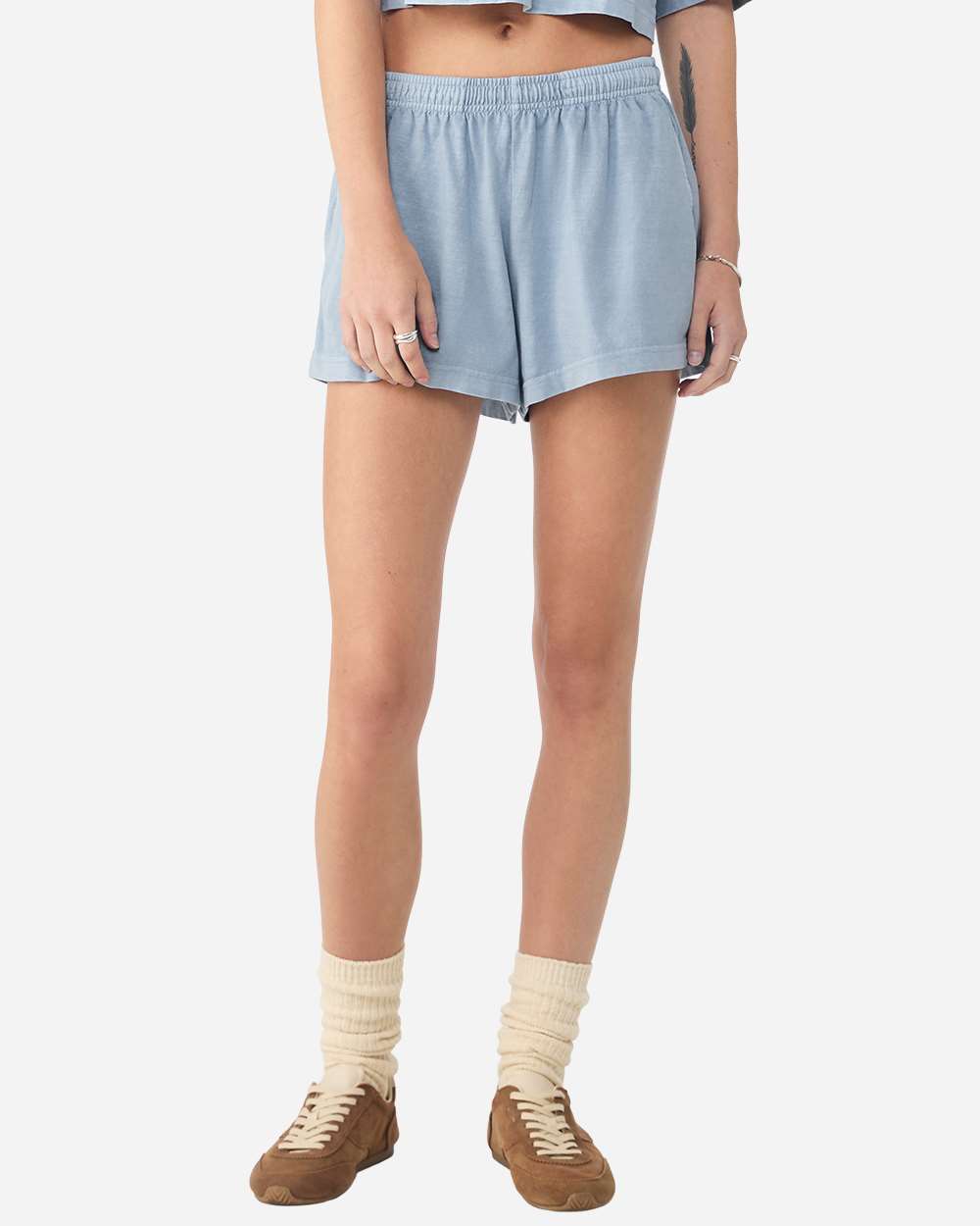 Bella + Canvas 6824gd Women’s Garment-dyed Shorts - Light Washed Denim
