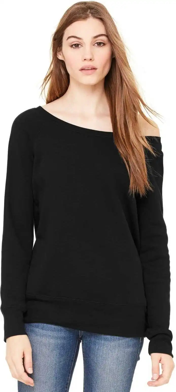 Bella + Canvas 7501 Women’s Sponge Fleece Wide-neck Sweatshirt - Black (poly-cotton)