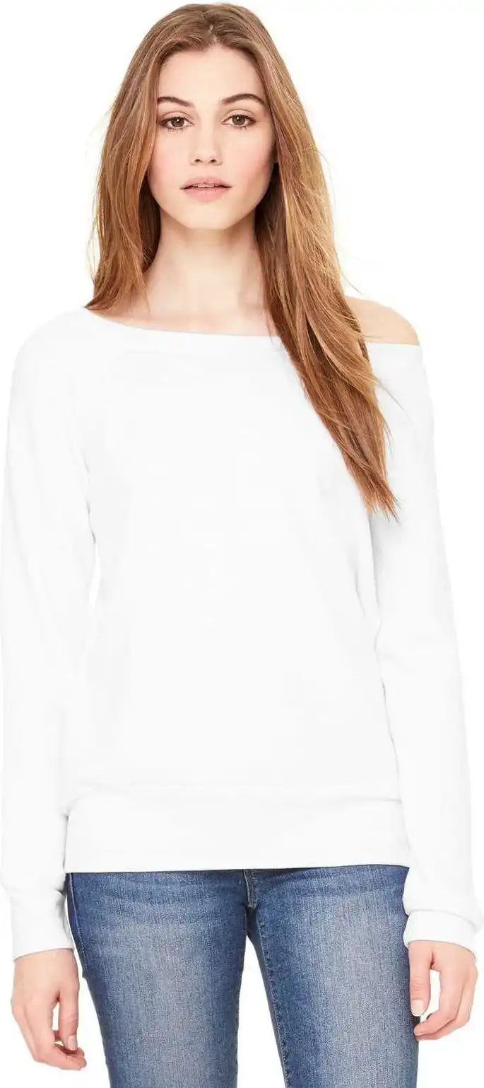 Bella + Canvas 7501 Women’s Sponge Fleece Wide-neck Sweatshirt - Solid White Triblend