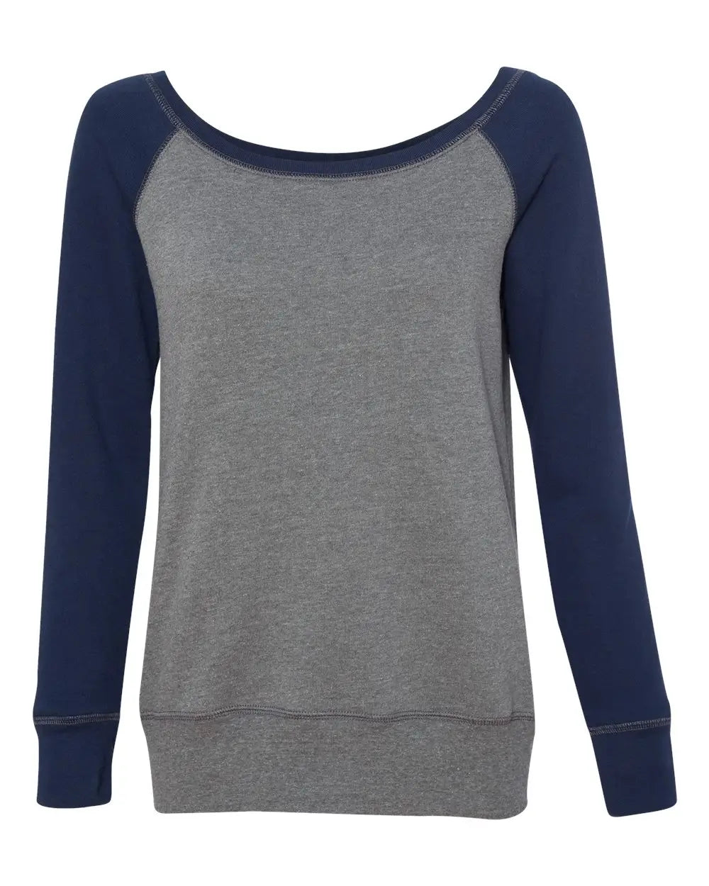 Bella + Canvas 7501 Women’s Sponge Fleece Wide Neck Sweatshirt - Deep Heather Navy - s