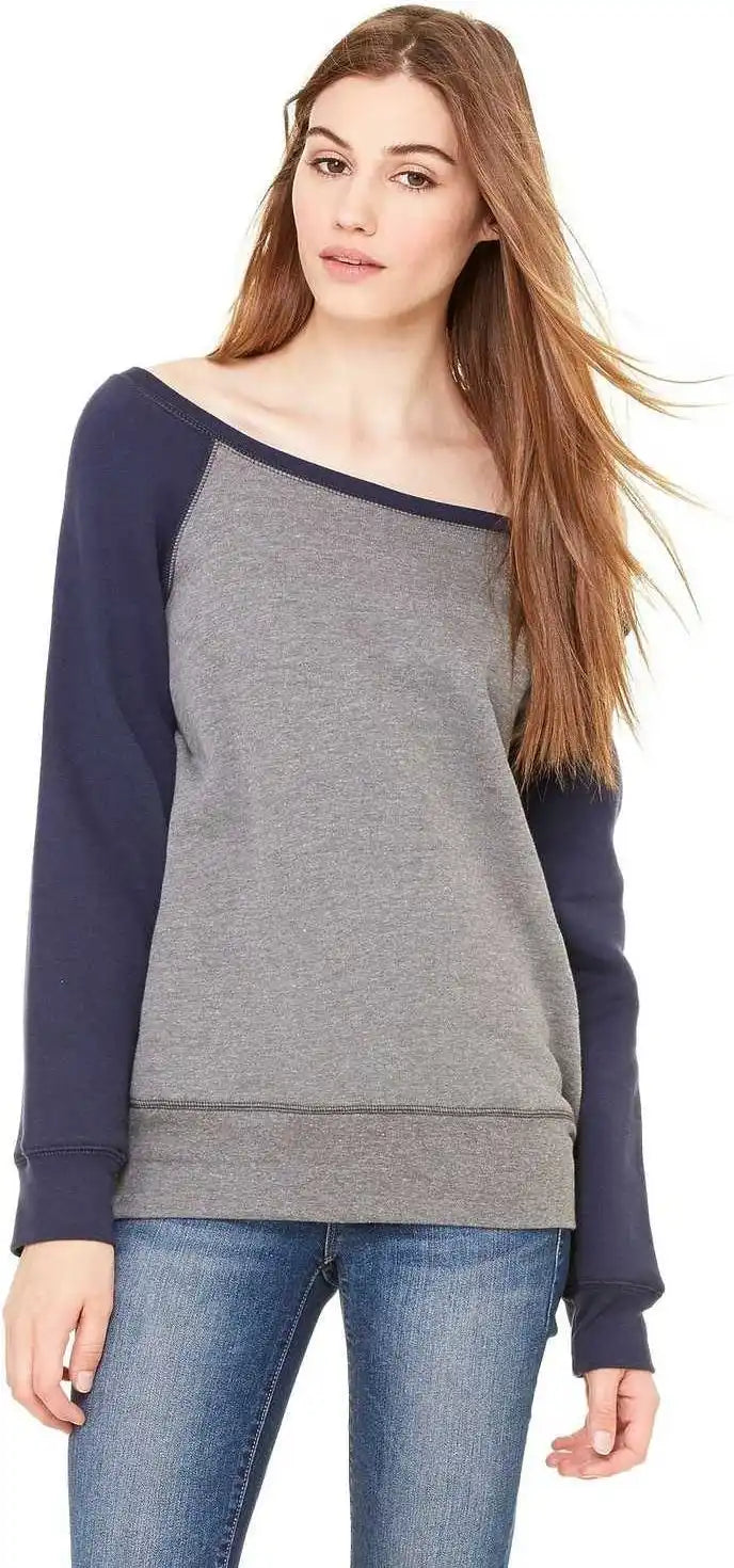 Bella + Canvas 7501 Women’s Sponge Fleece Wide-neck Sweatshirt - Deep Heather/navy