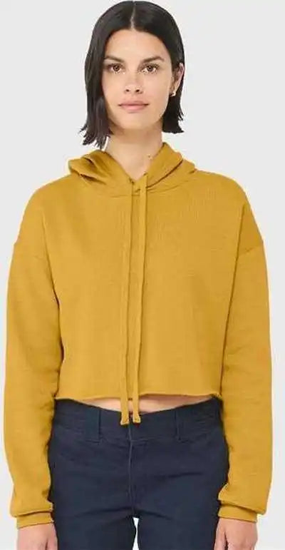 Bella + Canvas 7502 Women’s Crop Fleece Hoodie - Heather Mustard