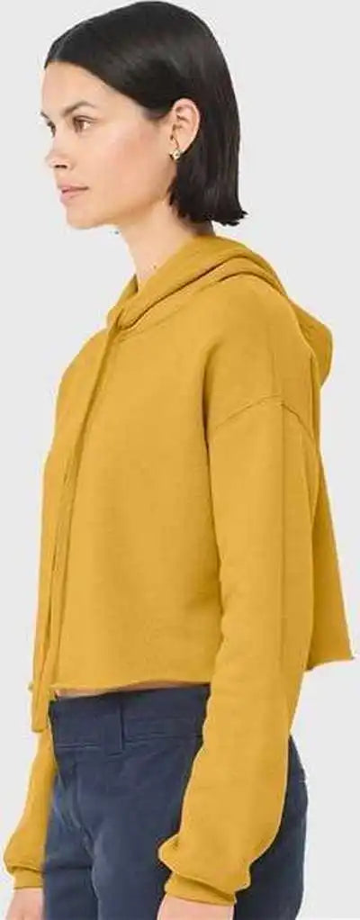 Bella + Canvas 7502 Women’s Crop Fleece Hoodie - Heather Mustard