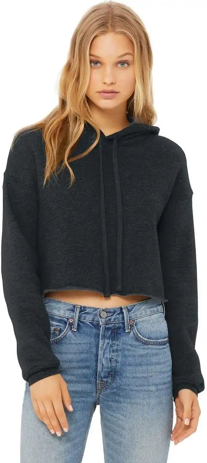 Bella + Canvas 7502 Women’s Sponge Fleece Cropped Hoodie Dark Gray Heather