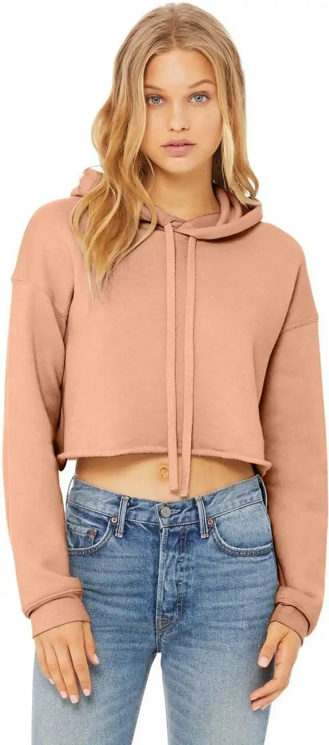 Bella + Canvas 7502 Women’s Sponge Fleece Cropped Hoodie Peach