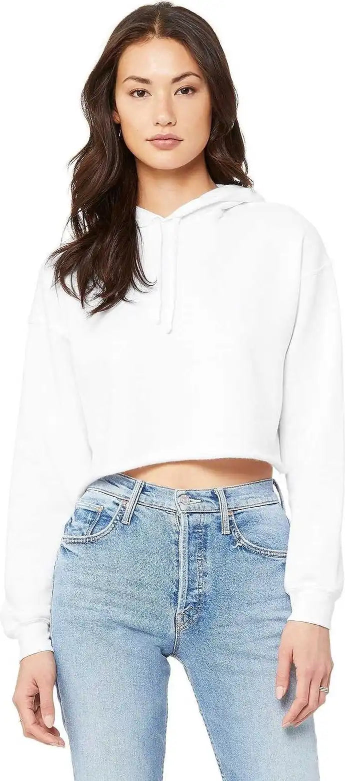 Bella + Canvas 7502 Women’s Sponge Fleece Cropped Hoodie - White