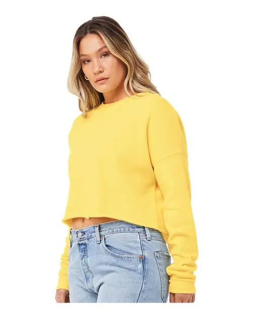 Bella + Canvas 7503 Women’s Crop Crew Fleece - Yellow