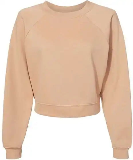 Bella + Canvas 7505 Women’s Raglan Pullover Fleece Heather Sand Dune