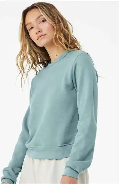 Bella + Canvas 7511 Women’s Sponge Fleece Classic Crewneck Pullover Heather Blue Lagoon