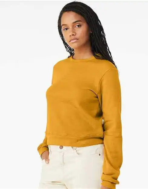 Bella + Canvas 7511 Women’s Sponge Fleece Classic Crewneck Pullover - Heather Mustard