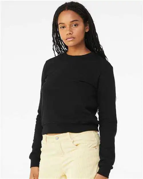 Bella + Canvas 7511 Women’s Sponge Fleece Classic Crewneck Pullover - Black