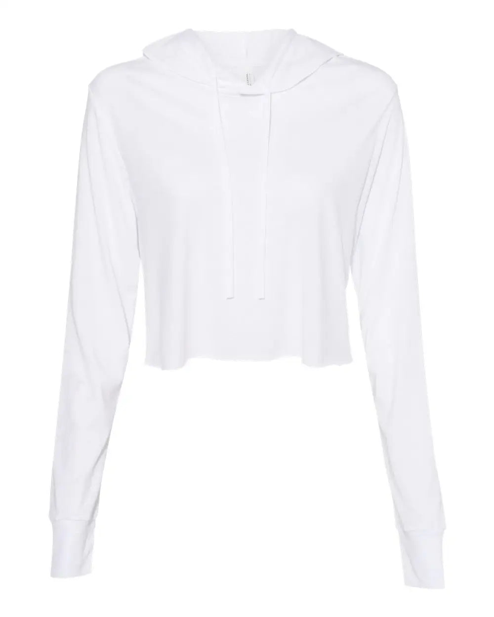 Bella + Canvas 8512 Women’s Triblend Crop Long Sleeve Hoodie - Solid White - s