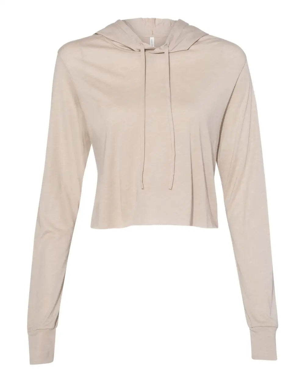 Bella + Canvas 8512 Women’s Triblend Crop Long Sleeve Hoodie - Tan
