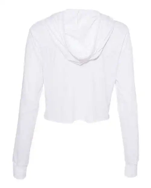 Bella + Canvas 8512 Womens Triblend Cropped Long Sleeve Hoodie Solid White