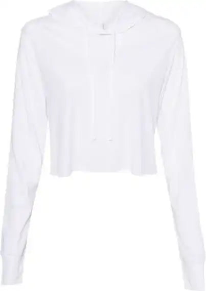 Bella + Canvas 8512 Womens Triblend Cropped Long Sleeve Hoodie Solid White