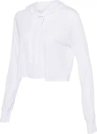 Bella + Canvas 8512 Womens Triblend Cropped Long Sleeve Hoodie Solid White