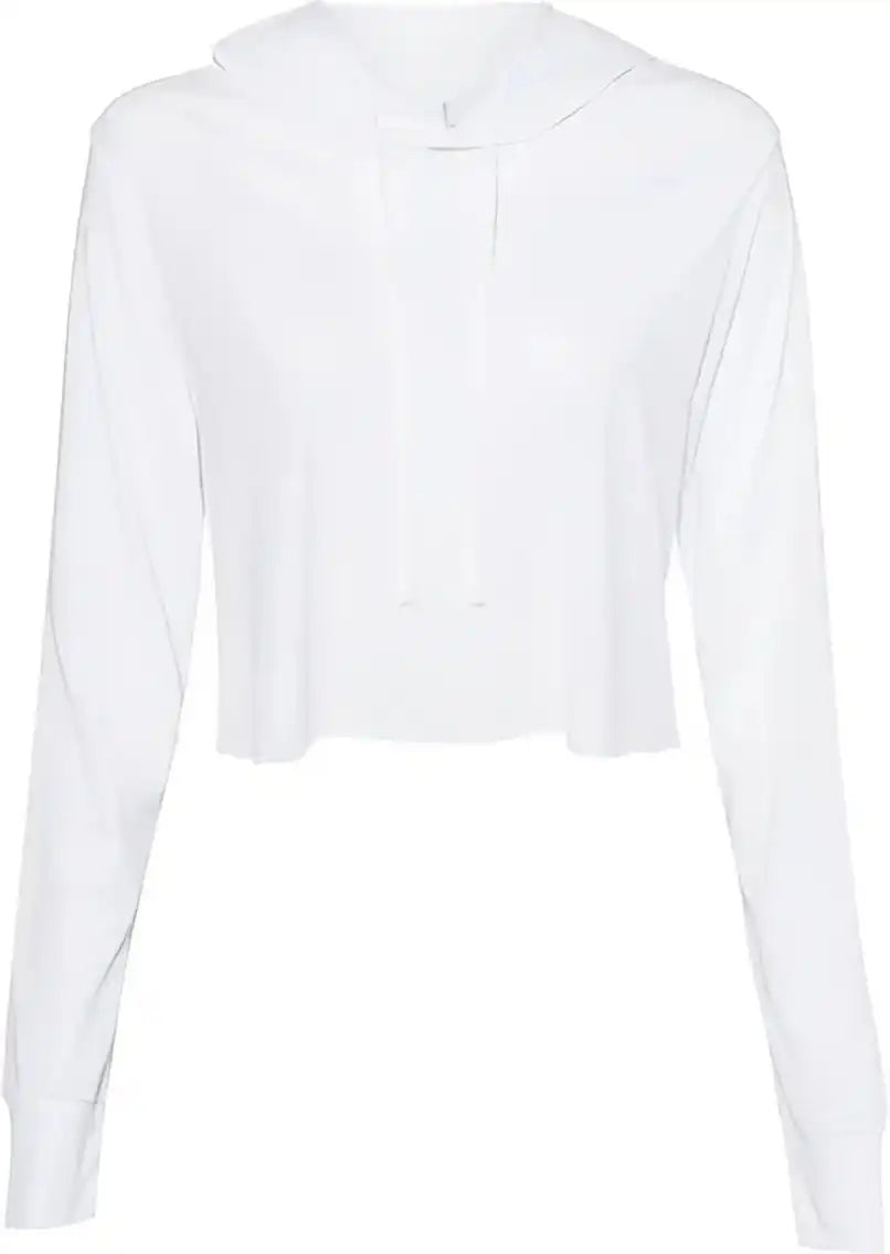 Bella + Canvas 8512 Womens Triblend Cropped Long Sleeve Hoodie Solid White