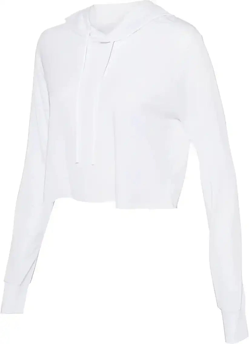 Bella + Canvas 8512 Womens Triblend Cropped Long Sleeve Hoodie Solid White