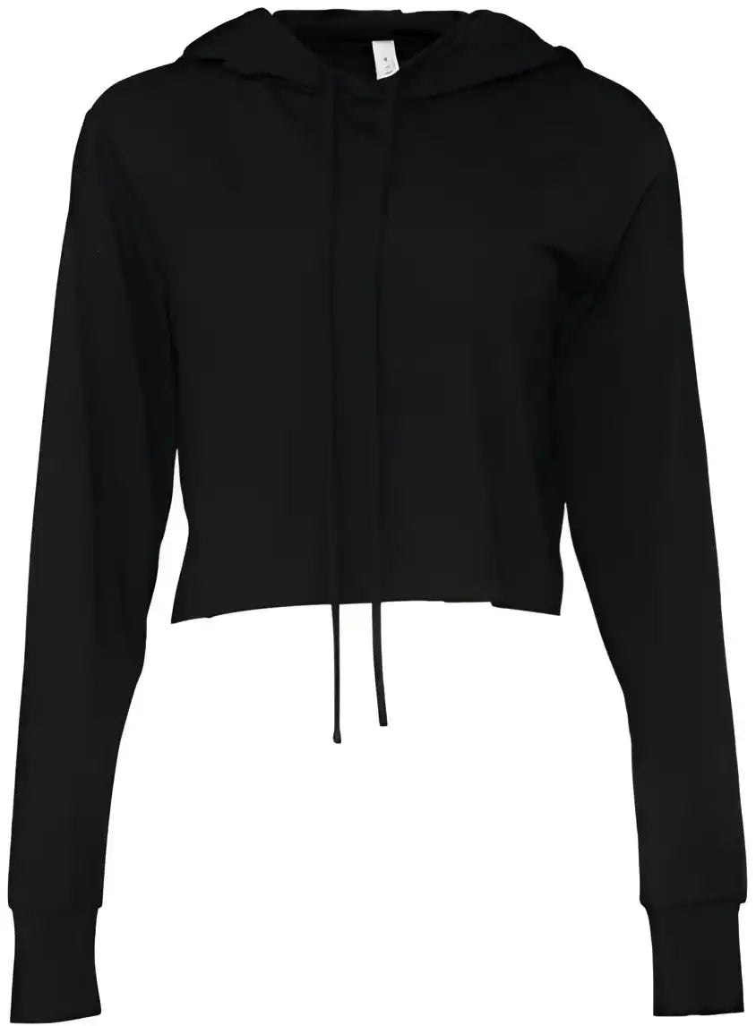 Bella + Canvas 8512 Womens Triblend Cropped Long Sleeve Hoodie Solid Black