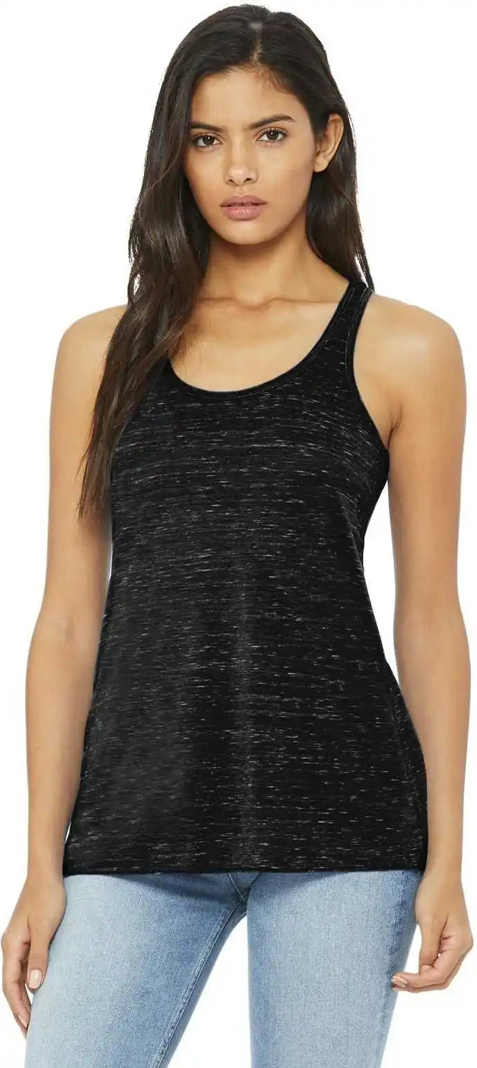 Bella + Canvas 8800 Women’s Flowy Racerback Tank Black Marble
