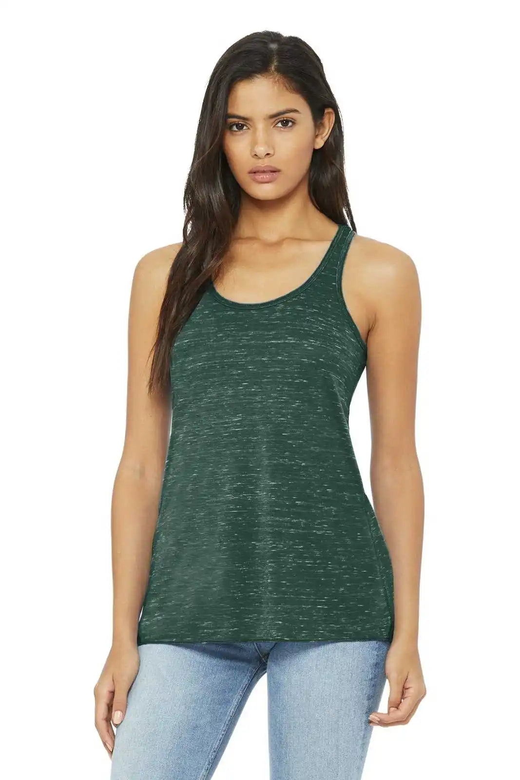 Bella + Canvas 8800 Women’s Flowy Racerback Tank - Forest Marble