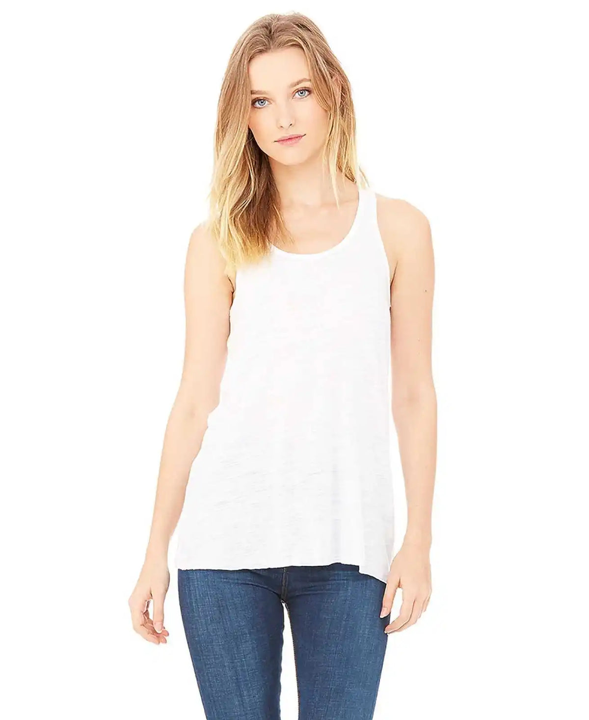 Bella + Canvas 8800 Women’s Flowy Racerback Tank - White Slub