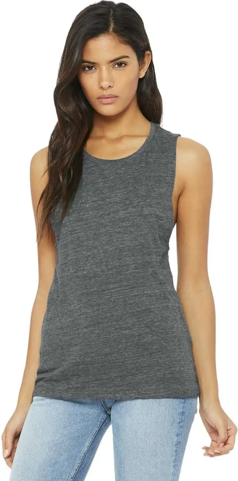 Bella + Canvas 8803 Women’s Flowy Scoop Muscle Tank Asphalt Slub