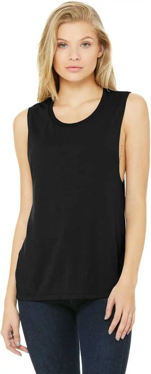 Bella + Canvas 8803 Women’s Flowy Scoop Muscle Tank Black