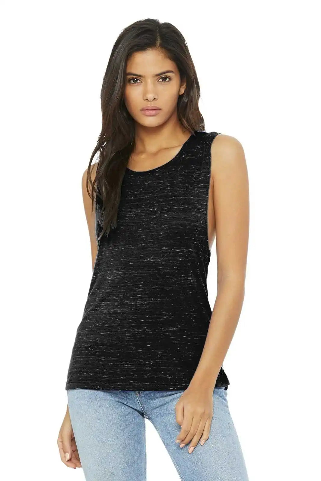 Bella + Canvas 8803 Women’s Flowy Scoop Muscle Tank - Black Marble