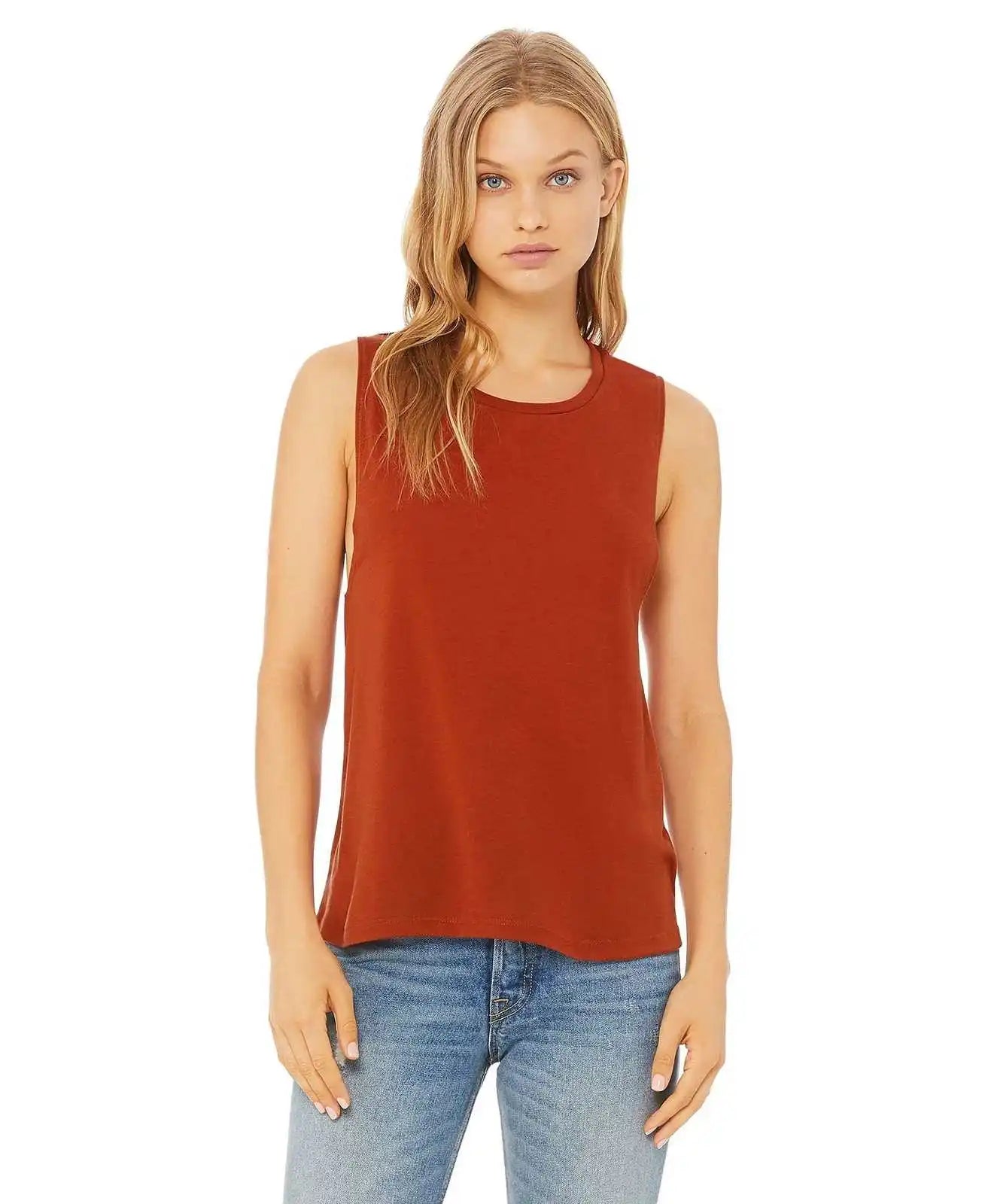 Bella + Canvas 8803 Women’s Flowy Scoop Muscle Tank - Brick