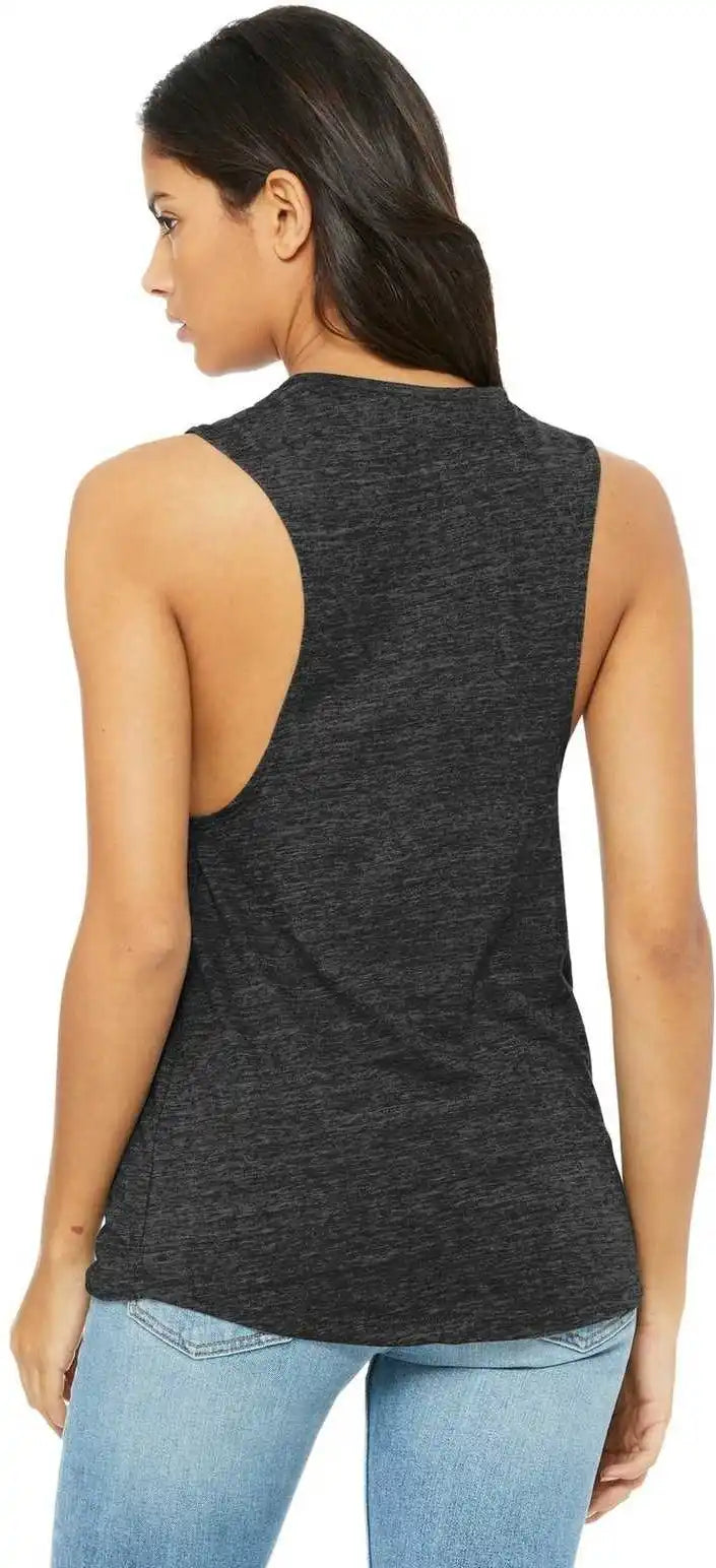 Bella + Canvas 8803 Women’s Flowy Scoop Muscle Tank - Charcoal Black Slub
