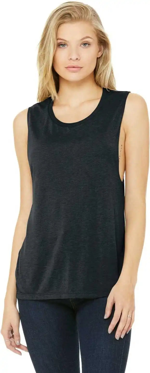 Bella + Canvas 8803 Women’s Flowy Scoop Muscle Tank - Dark Gray Heather