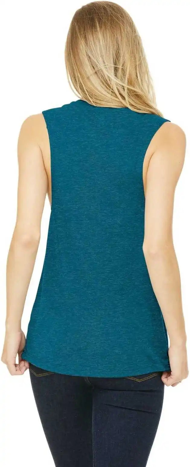 Bella + Canvas 8803 Women’s Flowy Scoop Muscle Tank - Heather Deep Teal