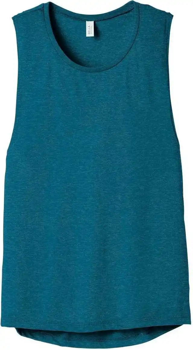 Bella + Canvas 8803 Women’s Flowy Scoop Muscle Tank - Heather Deep Teal