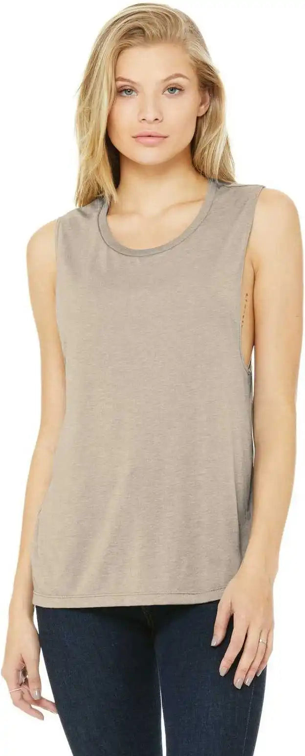 Bella + Canvas 8803 Women’s Flowy Scoop Muscle Tank - Heather Dusty Blue