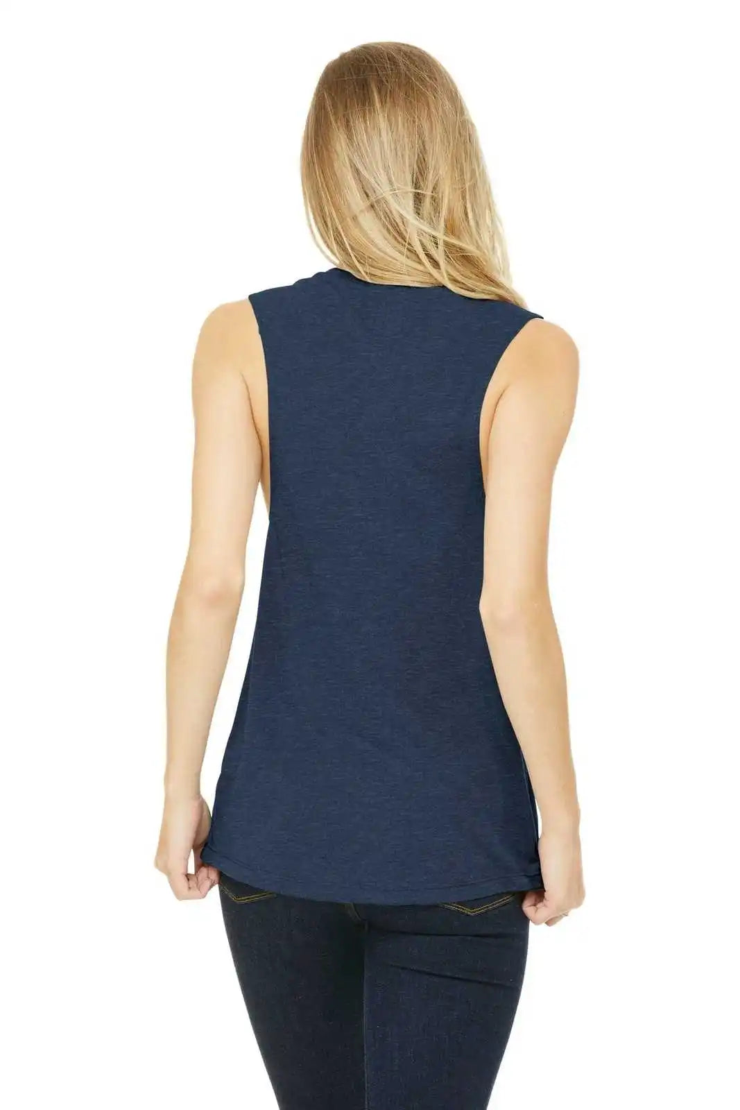 Bella + Canvas 8803 Women’s Flowy Scoop Muscle Tank - Heather Navy