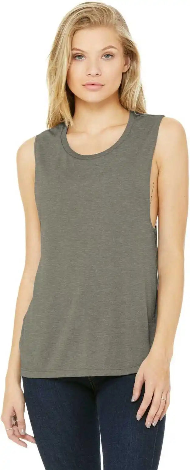 Bella + Canvas 8803 Women’s Flowy Scoop Muscle Tank - Heather Stone