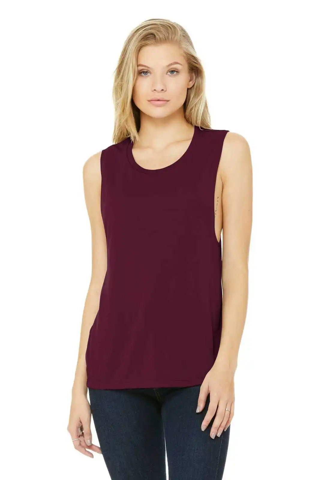Bella + Canvas 8803 Women’s Flowy Scoop Muscle Tank - Maroon