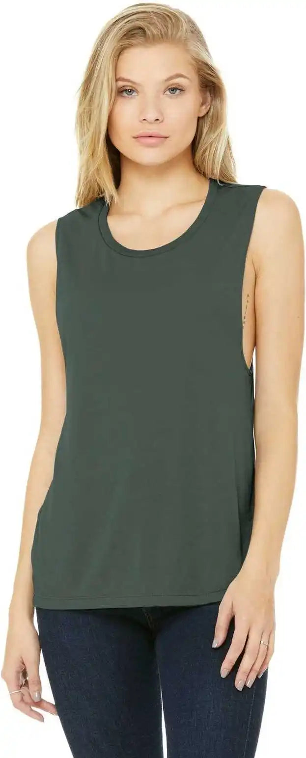 Bella + Canvas 8803 Women’s Flowy Scoop Muscle Tank - Military Green