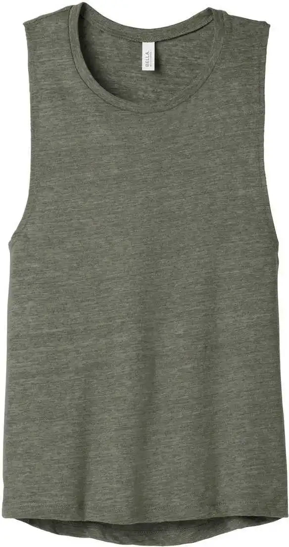 Bella + Canvas 8803 Women’s Flowy Scoop Muscle Tank - Olive Slub