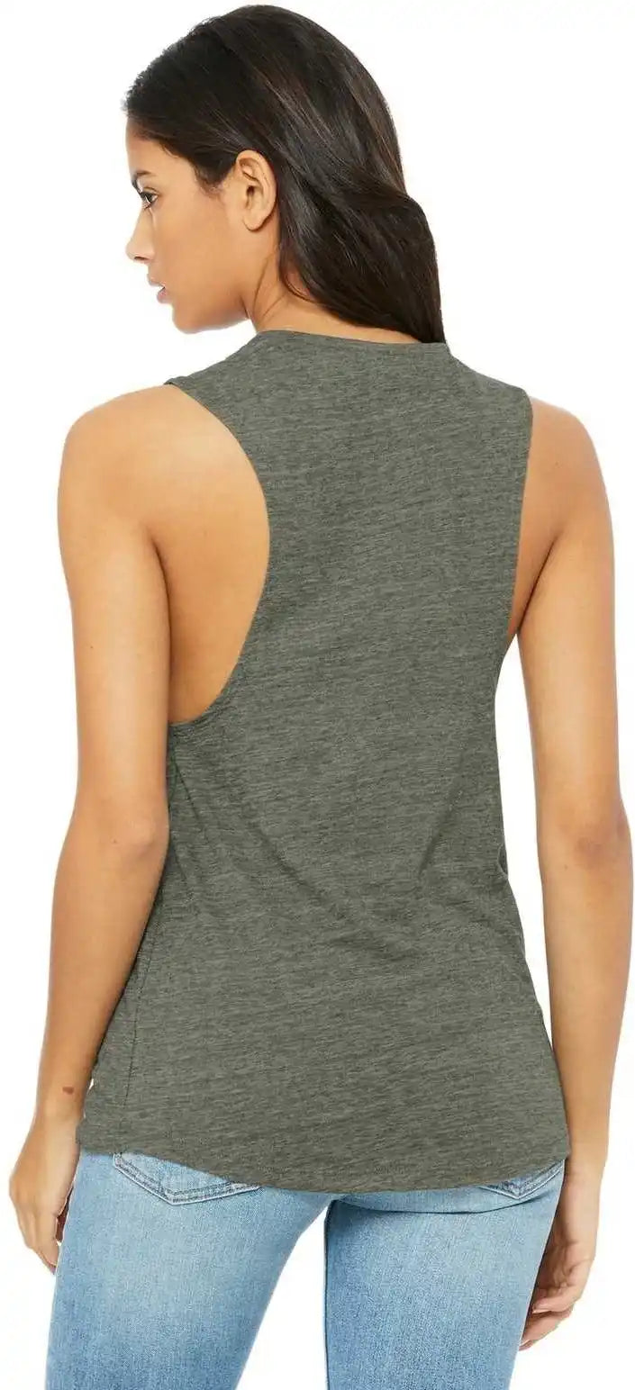 Bella + Canvas 8803 Women’s Flowy Scoop Muscle Tank - Olive Slub
