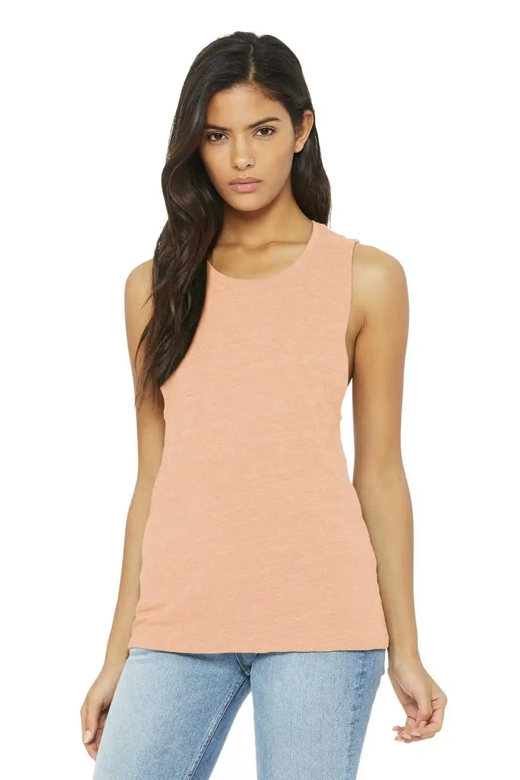 Bella + Canvas 8803 Women’s Flowy Scoop Muscle Tank - Peach Slub