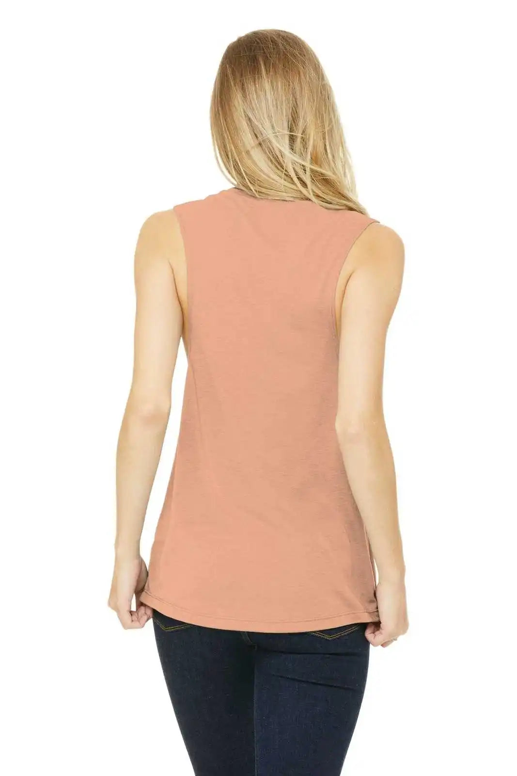 Bella + Canvas 8803 Women’s Flowy Scoop Muscle Tank - Peach Slub