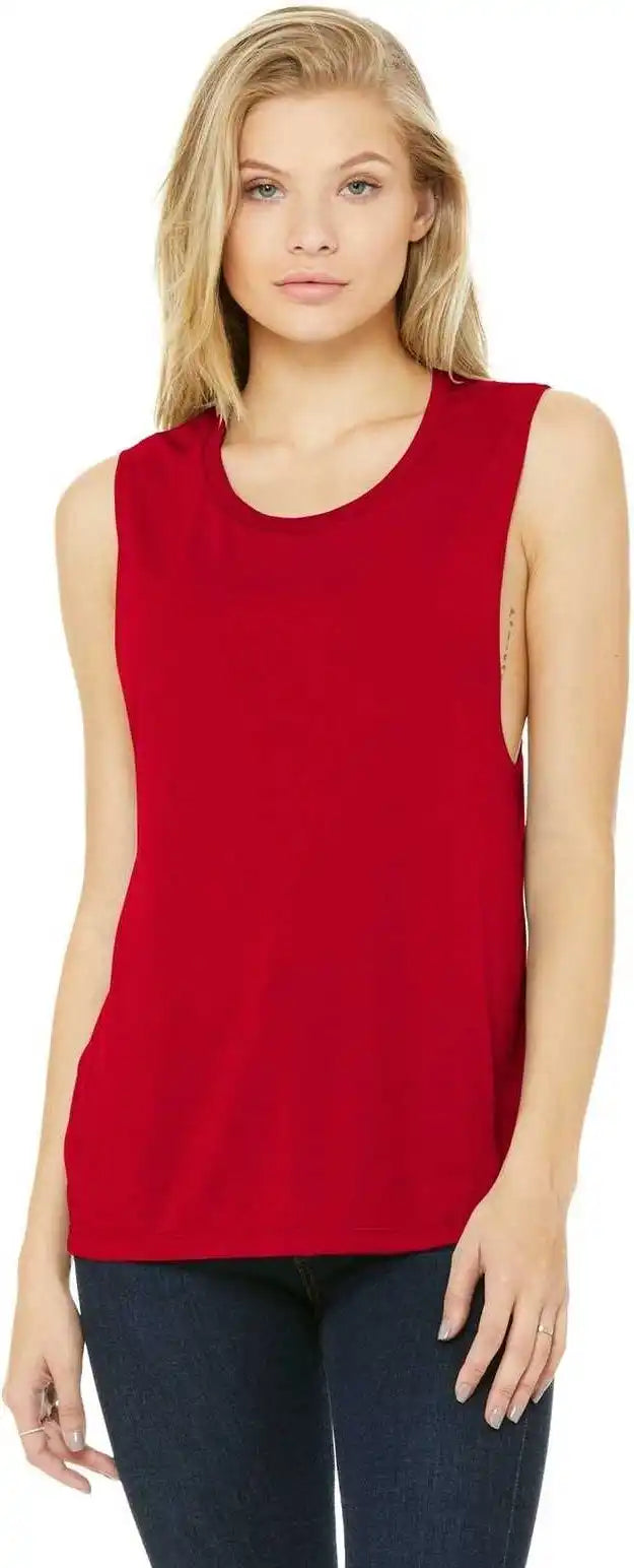 Bella + Canvas 8803 Women’s Flowy Scoop Muscle Tank - Red