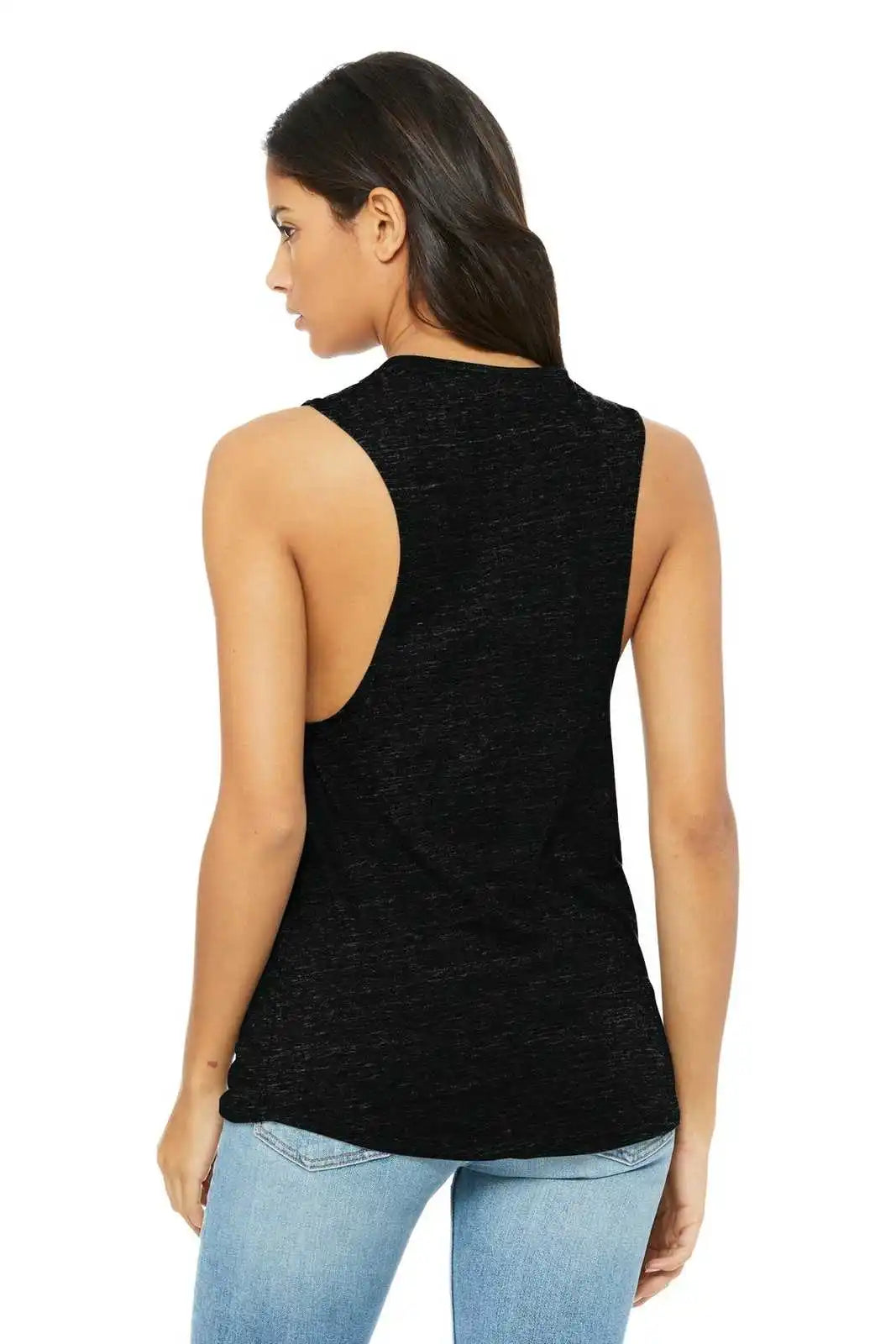 Bella + Canvas 8803 Women’s Flowy Scoop Muscle Tank - Solid Black Slub