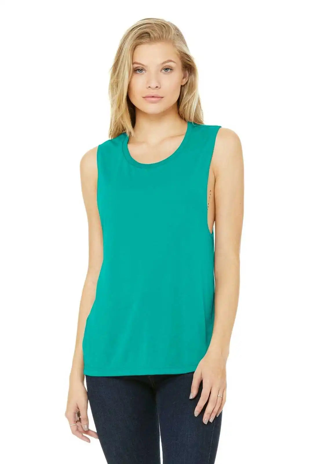 Bella + Canvas 8803 Women’s Flowy Scoop Muscle Tank - Teal