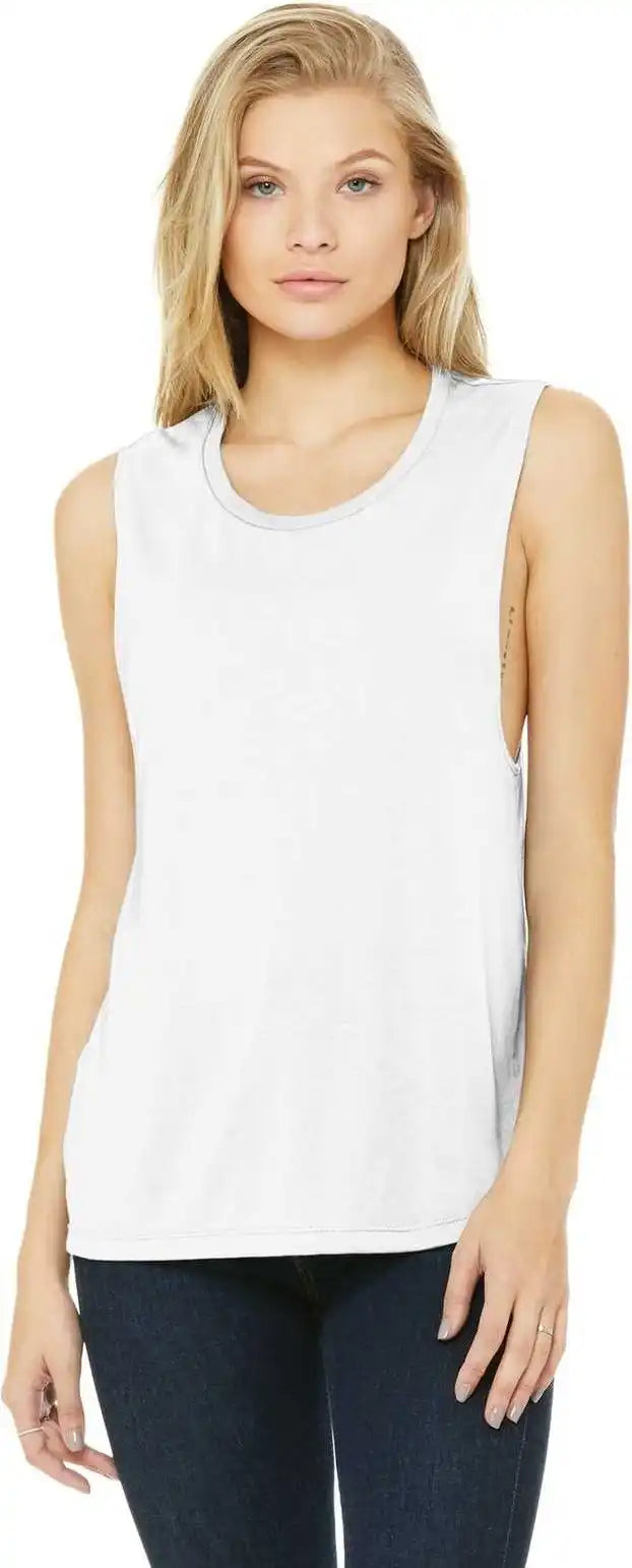 Bella + Canvas 8803 Women’s Flowy Scoop Muscle Tank White