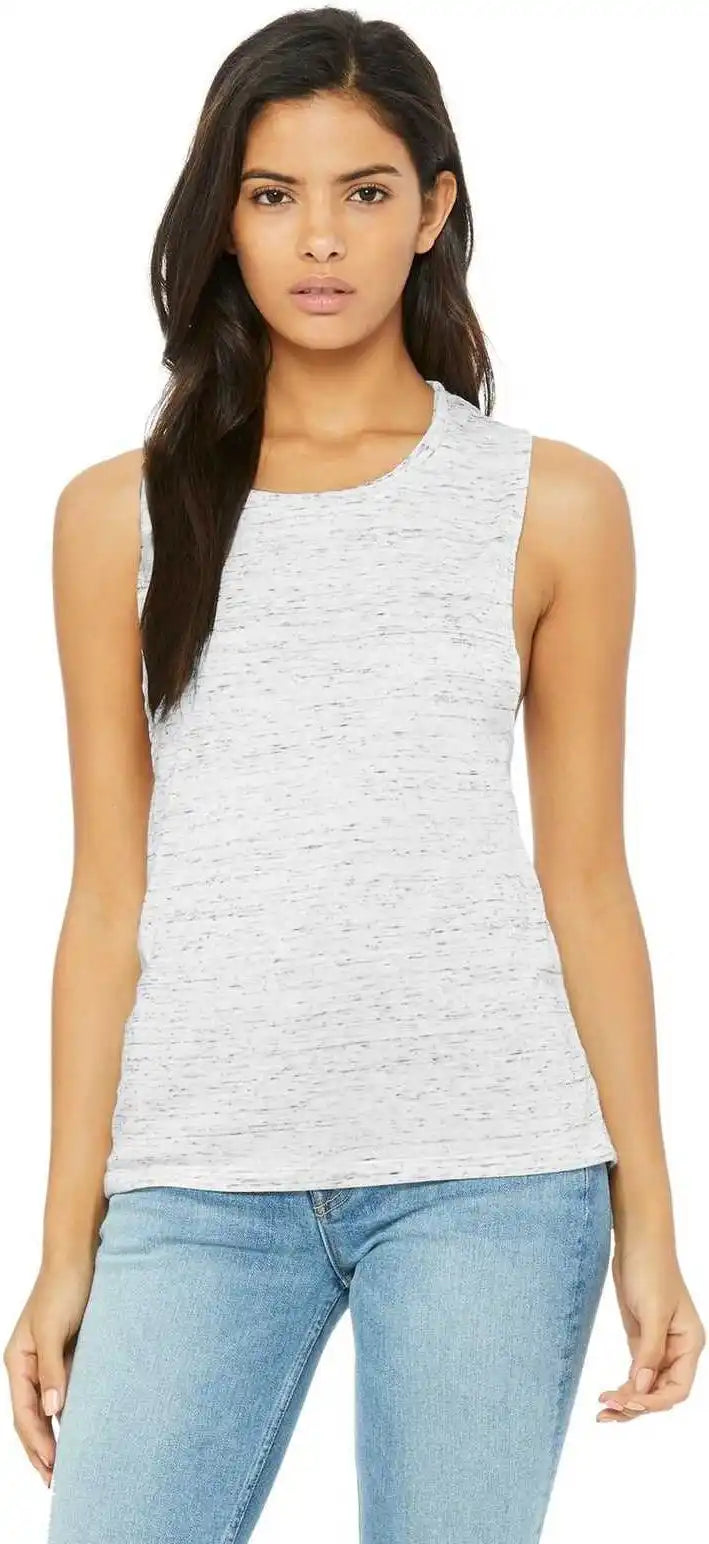 Bella + Canvas 8803 Women’s Flowy Scoop Muscle Tank White Marble