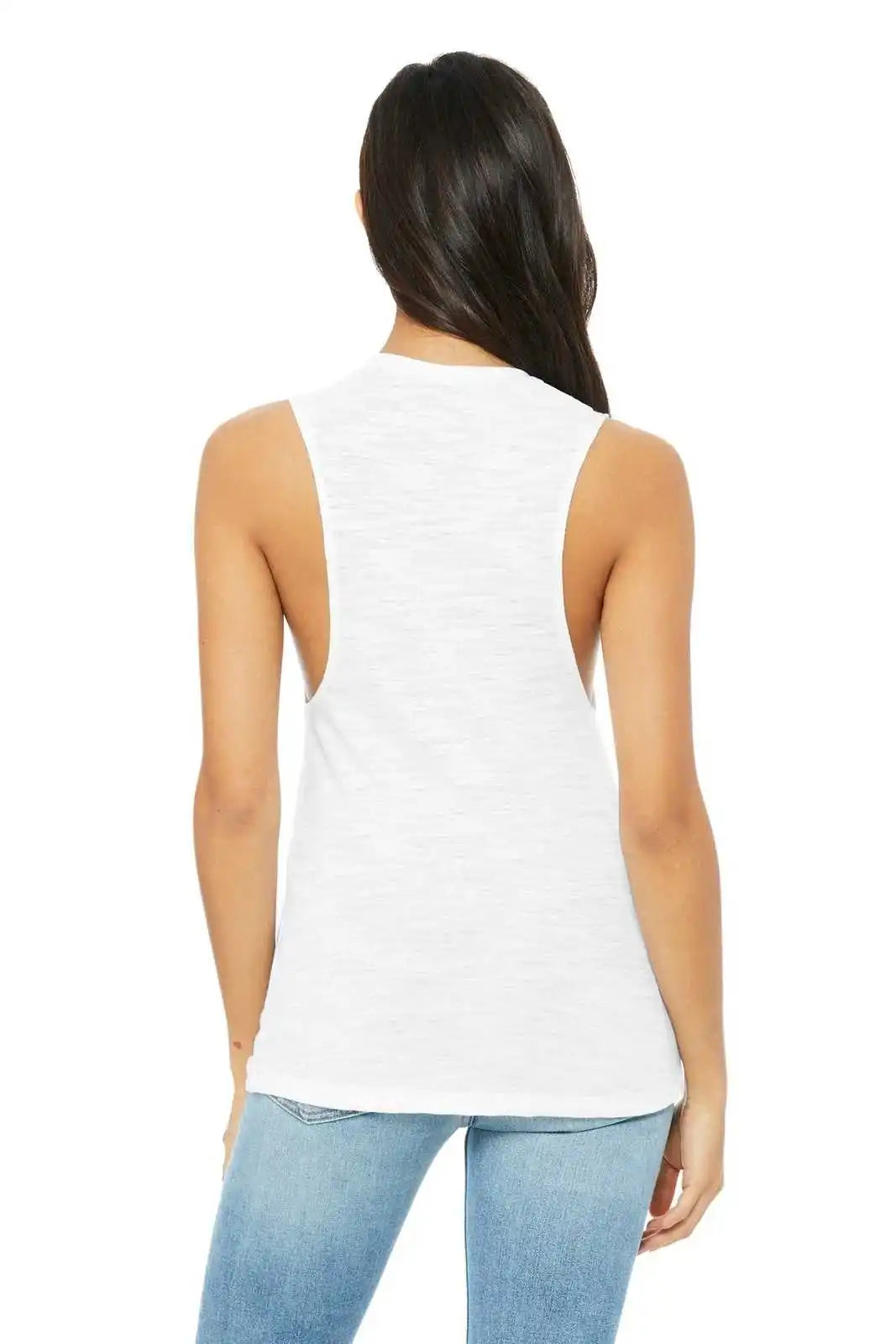 Bella + Canvas 8803 Women’s Flowy Scoop Muscle Tank - White Slub